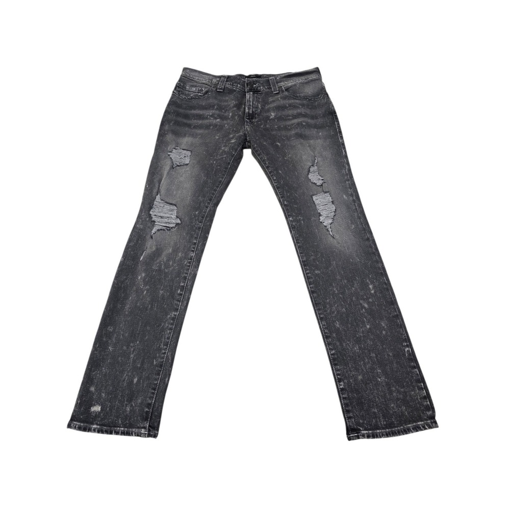 True Religion Rocco Relaxed Skinny Grey Acid Wash Jeans‎ Mens 36 106032 HXER